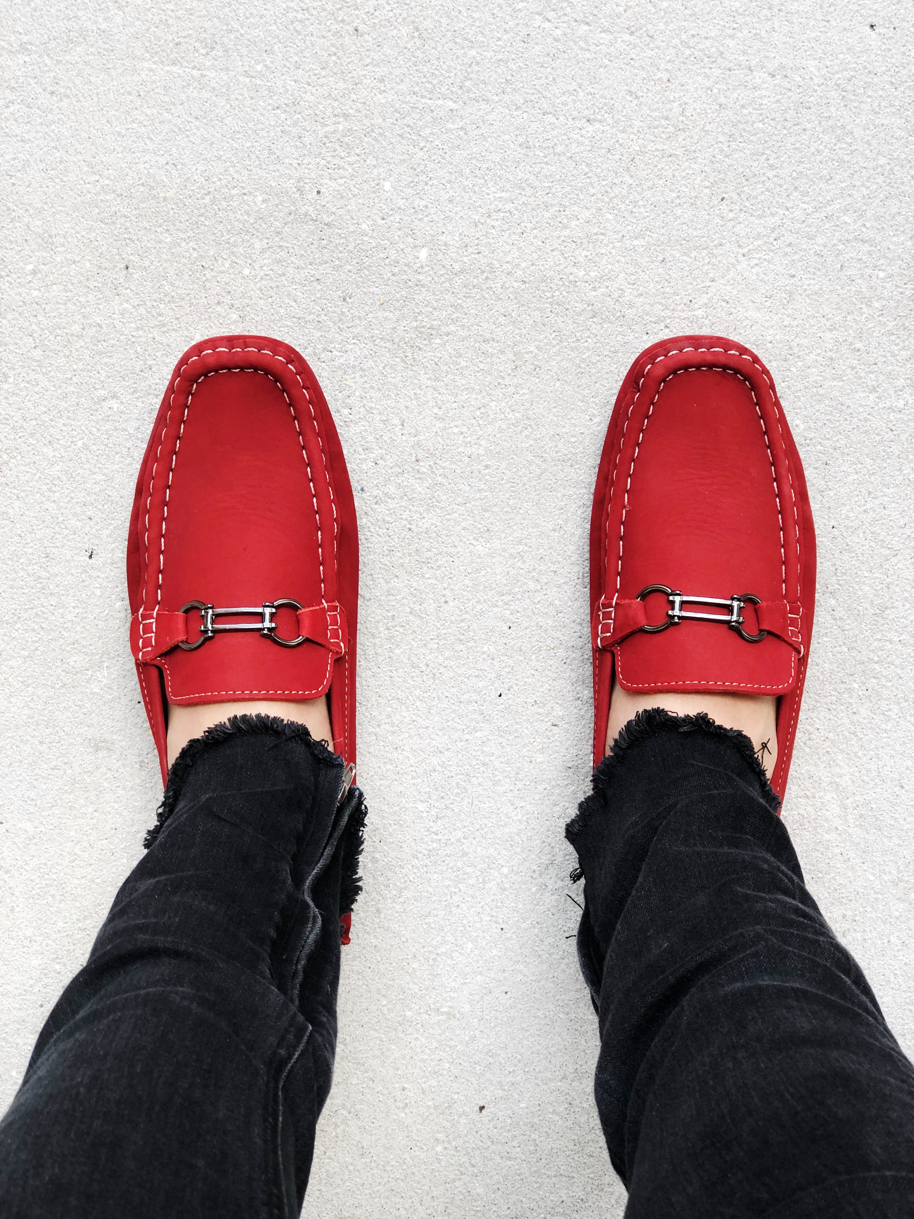 Red sales loafer shoes